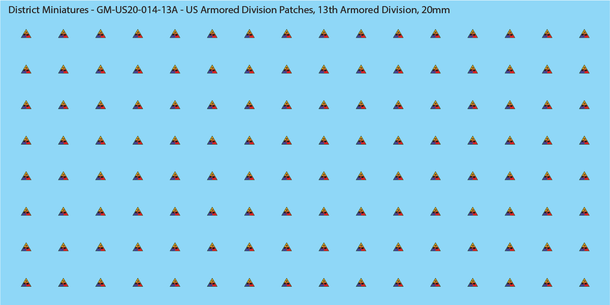 WW2 US - US Armored Division Patches (Multiple Options), 20mm Decals