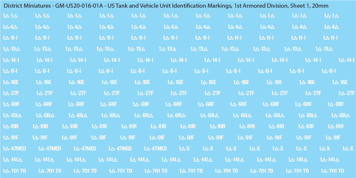 WW2 US - US Tanks and Vehicle Unit Identification Markings, 20mm Decal ...