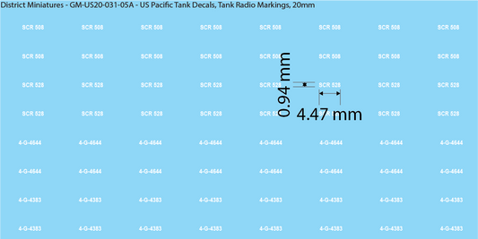 WW2 US Pacific Decals, Tank Radio Markings, 20mm Decals