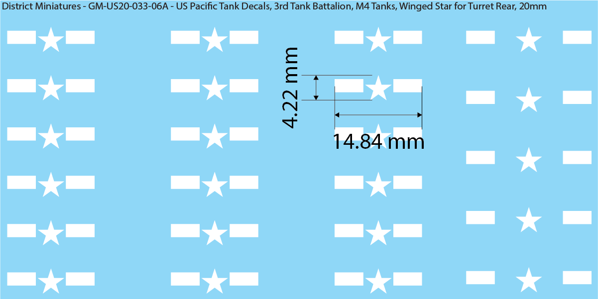 WW2 US Pacific Decals, 3rd Tank Battalion Decals (Multiple Options), 20mm Decals