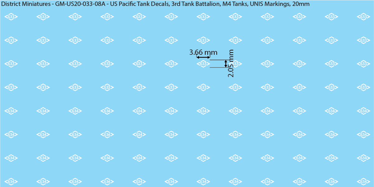 WW2 US Pacific Decals, 3rd Tank Battalion Decals (Multiple Options), 20mm Decals