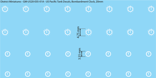 WW2 US Pacific Decals, Bombardment Clocks, 20mm Decals