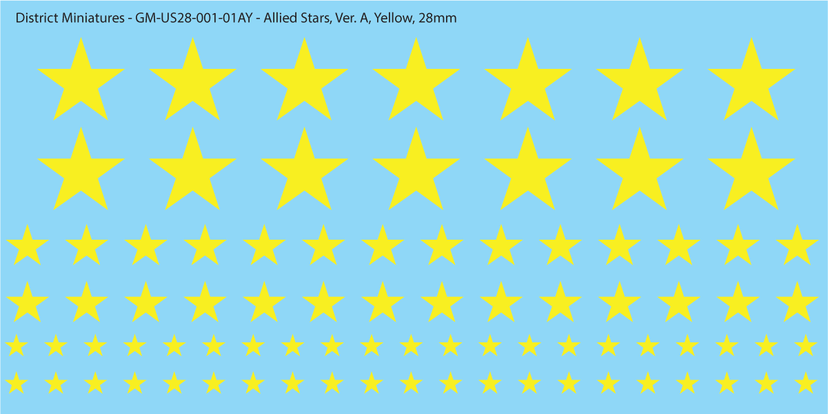 WW2 US and Allied Stars, 28mm Decals