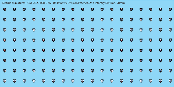 WW2 US - US Infantry Division Patches (Multiple Options), 28mm Decals