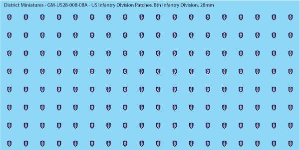 WW2 US - US Infantry Division Patches (Multiple Options), 28mm Decals
