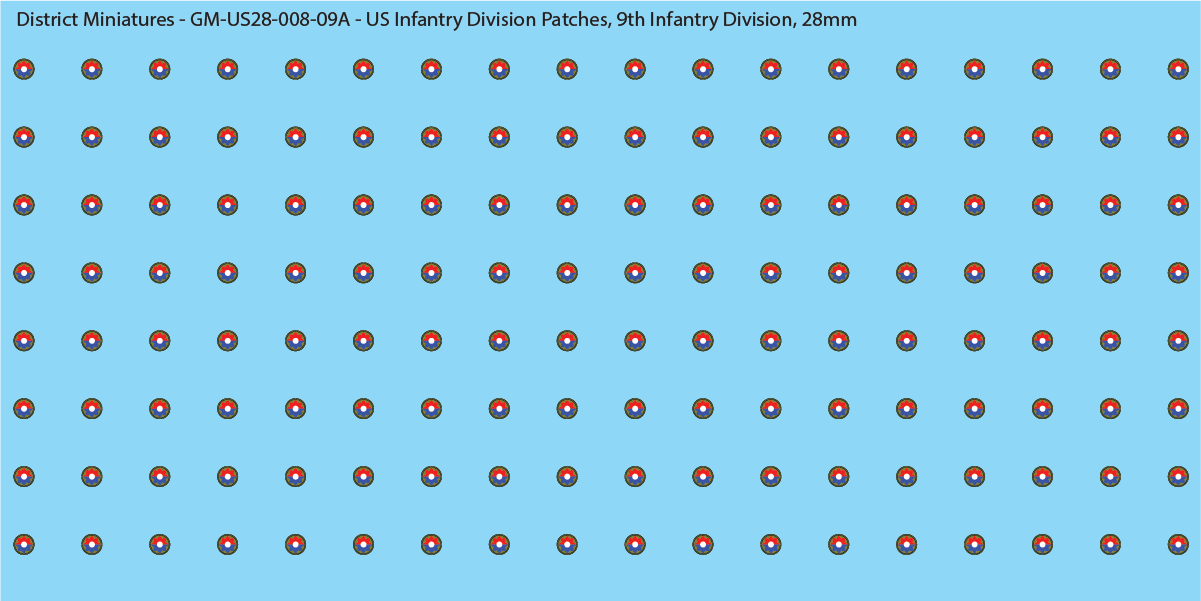 WW2 US - US Infantry Division Patches (Multiple Options), 28mm Decals