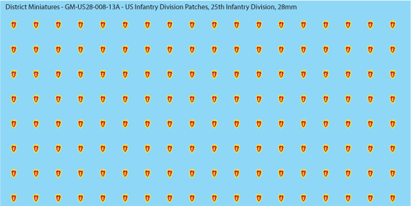 WW2 US - US Infantry Division Patches (Multiple Options), 28mm Decals