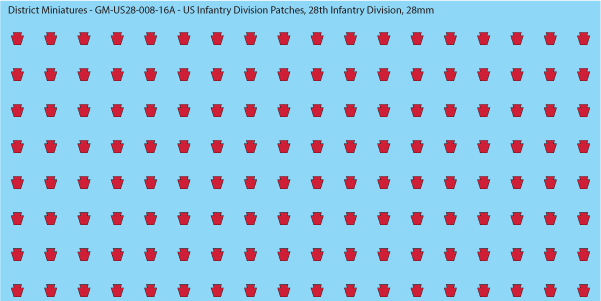 WW2 US - US Infantry Division Patches (Multiple Options), 28mm Decals