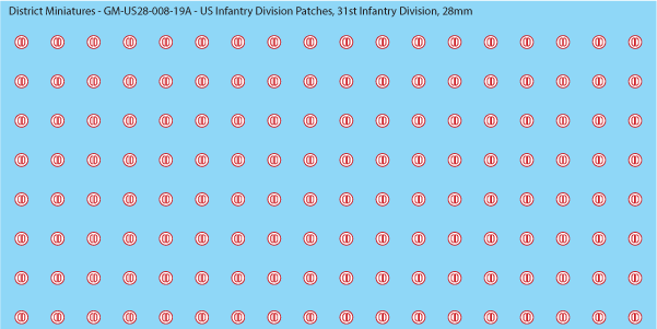 WW2 US - US Infantry Division Patches (Multiple Options), 28mm Decals