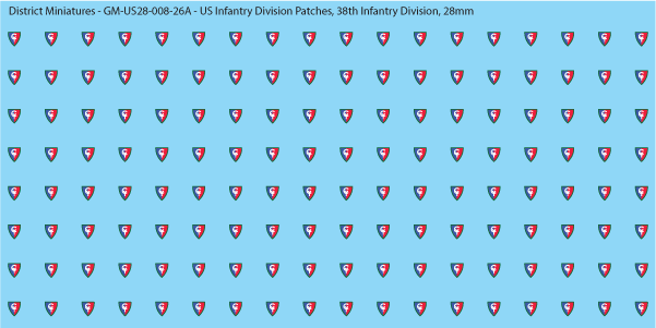 WW2 US - US Infantry Division Patches (Multiple Options), 28mm Decals