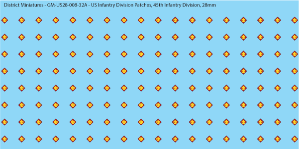 WW2 US - US Infantry Division Patches (Multiple Options), 28mm Decals