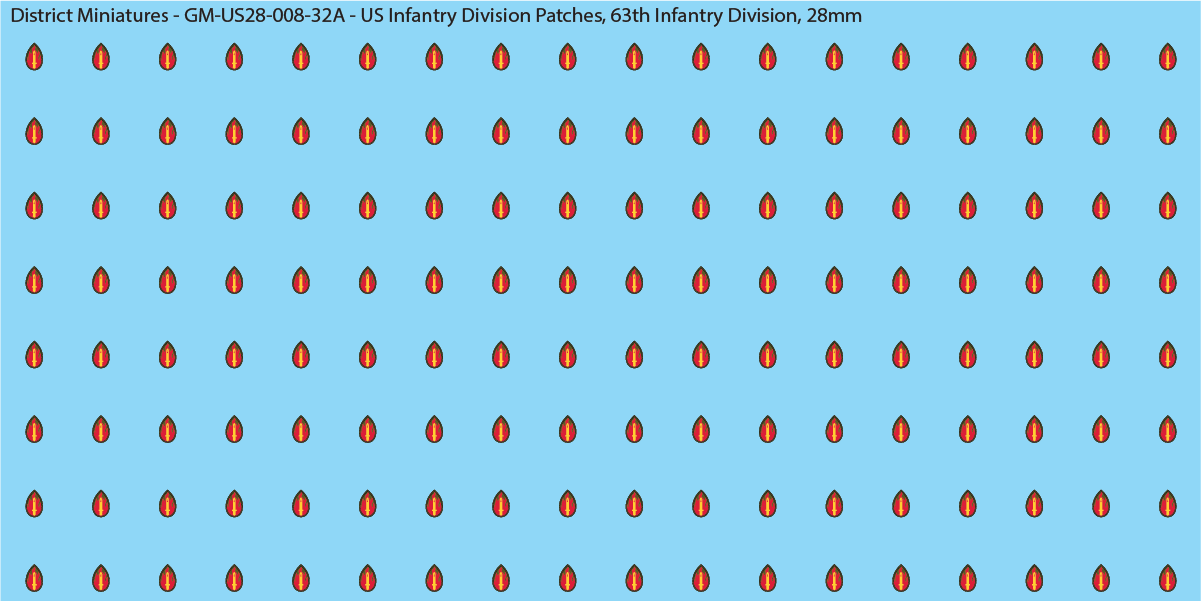 WW2 US - US Infantry Division Patches (Multiple Options), 28mm Decals