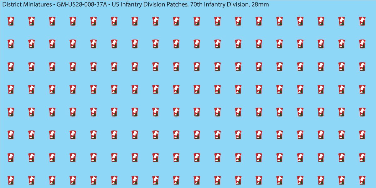 WW2 US - US Infantry Division Patches (Multiple Options), 28mm Decals