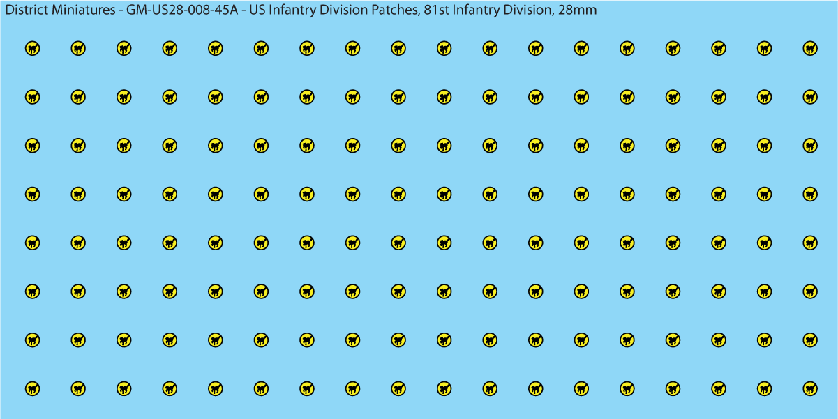 WW2 US - US Infantry Division Patches (Multiple Options), 28mm Decals