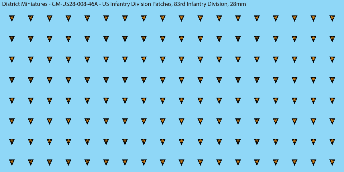 WW2 US - US Infantry Division Patches (Multiple Options), 28mm Decals