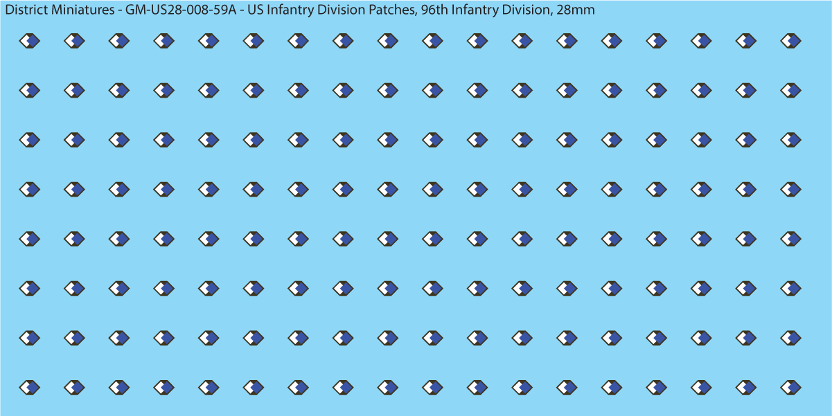 WW2 US - US Infantry Division Patches (Multiple Options), 28mm Decals