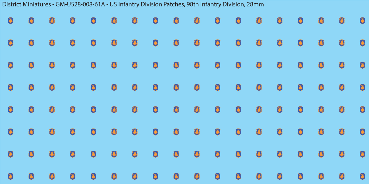 WW2 US - US Infantry Division Patches (Multiple Options), 28mm Decals