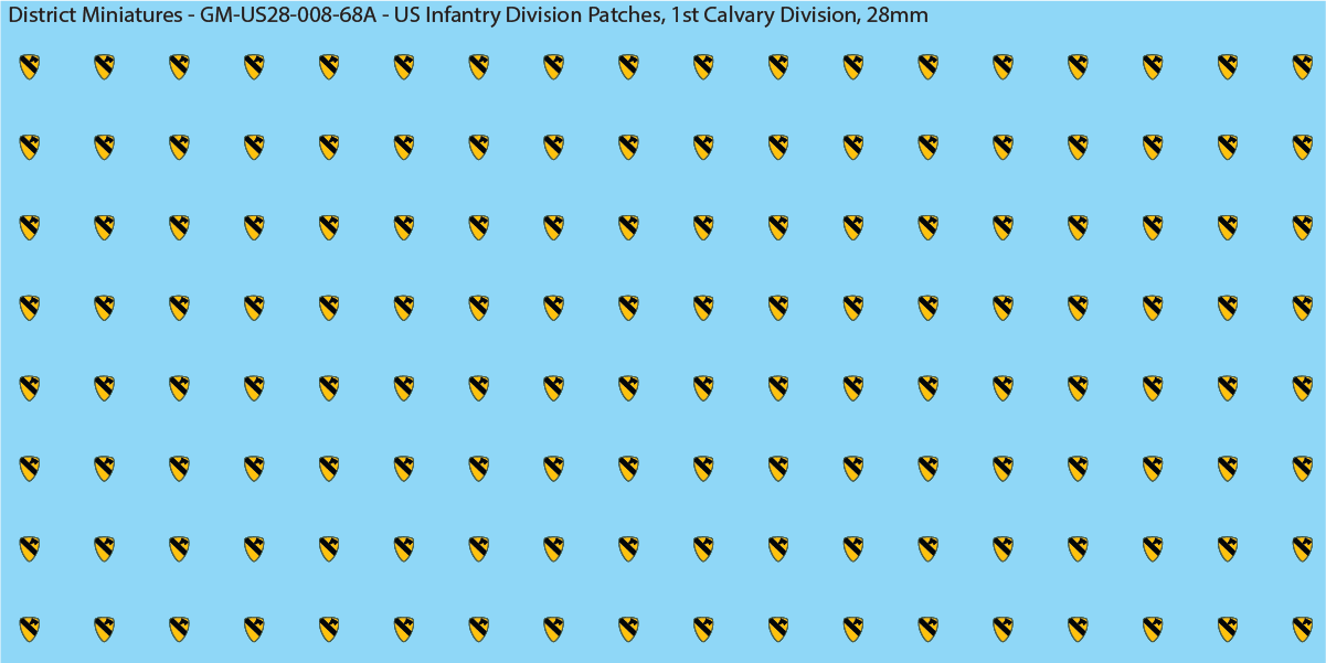 WW2 US - US Infantry Division Patches (Multiple Options), 28mm Decals