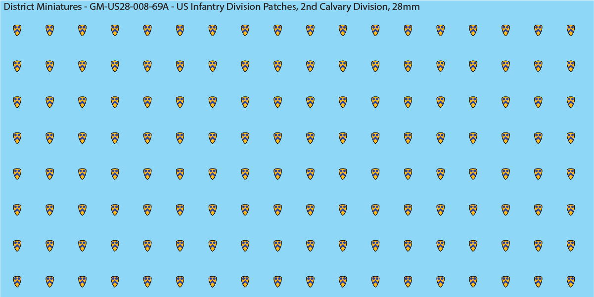 WW2 US - US Infantry Division Patches (Multiple Options), 28mm Decals