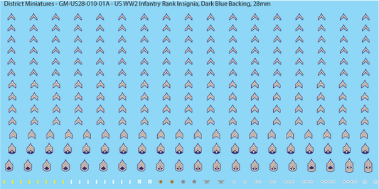 WW2 US Infantry Rank Insignia (Multiple Options), 28mm Decals