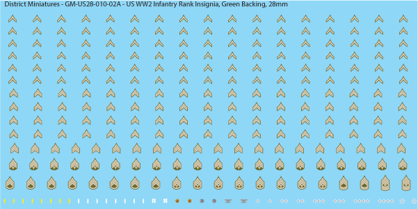 WW2 US Infantry Rank Insignia (Multiple Options), 28mm Decals