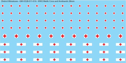 WW2 US Medic Cross and Armbands, 28mm Decals