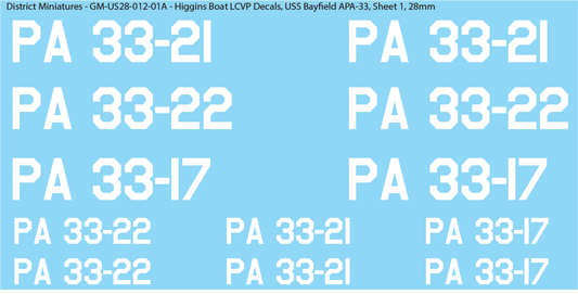 WW2 US Higgins Boat LCVP Decals (Multiple Options), 28mm Decals