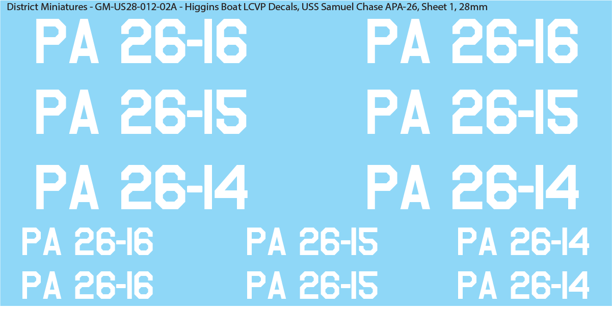 WW2 US Higgins Boat LCVP Decals (Multiple Options), 28mm Decals