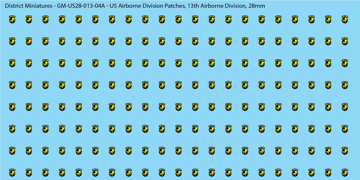 WW2 US - US Airborne Division Patches (Multiple Options), 28mm Decals