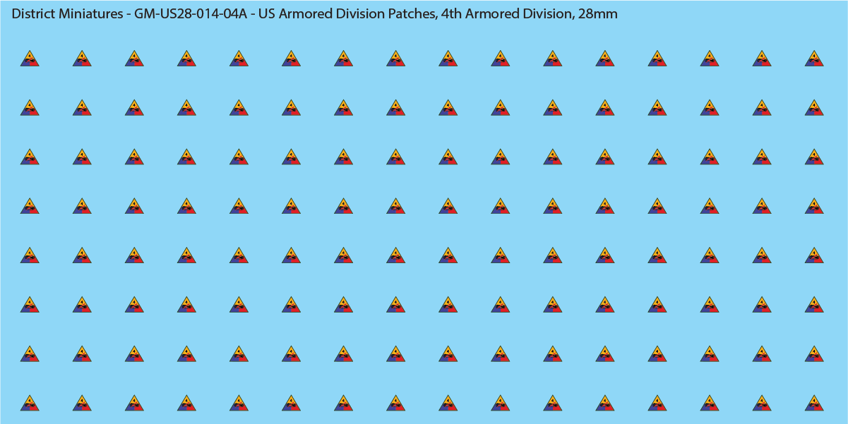 WW2 US - US Armored Division Patches (Multiple Options), 28mm Decals