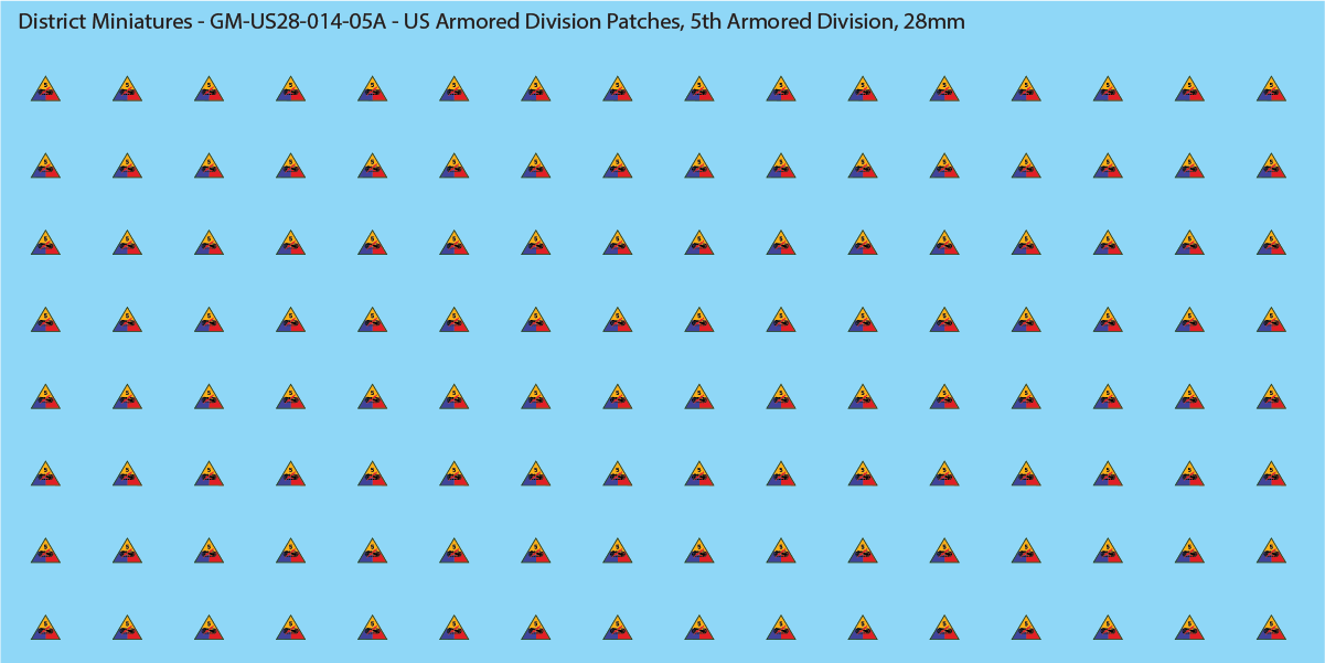 WW2 US - US Armored Division Patches (Multiple Options), 28mm Decals