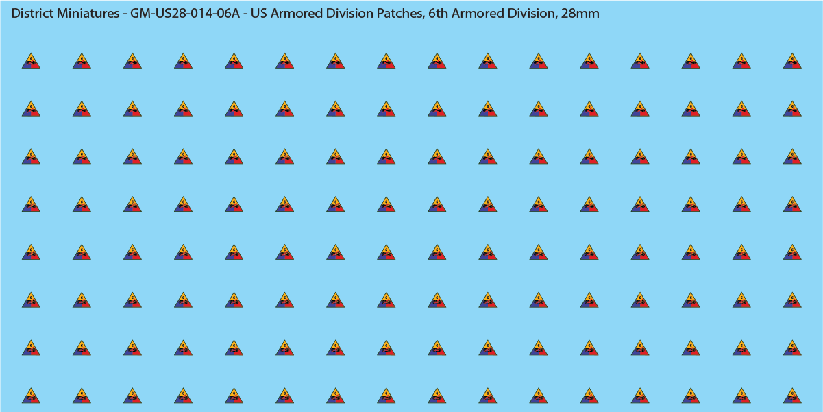 WW2 US - US Armored Division Patches (Multiple Options), 28mm Decals