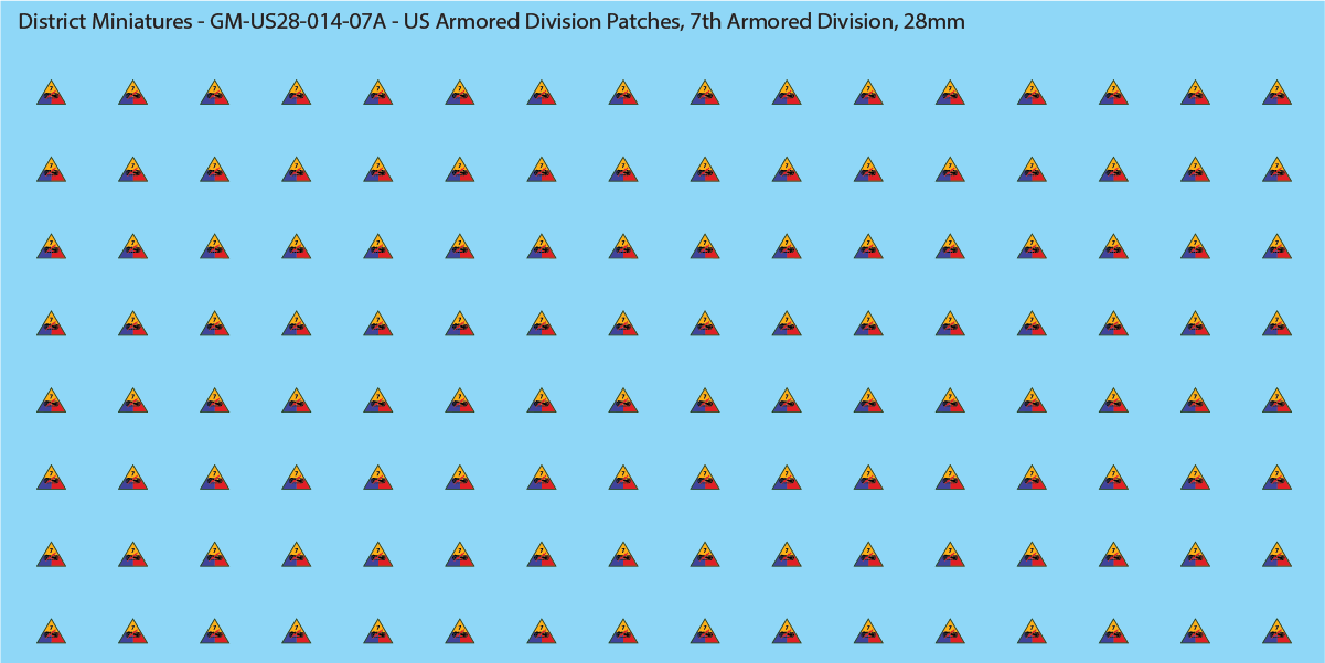 WW2 US - US Armored Division Patches (Multiple Options), 28mm Decals