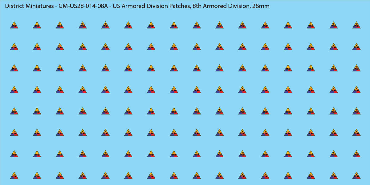 WW2 US - US Armored Division Patches (Multiple Options), 28mm Decals