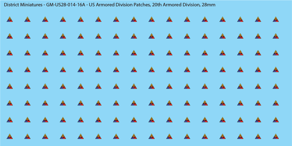 WW2 US - US Armored Division Patches (Multiple Options), 28mm Decals