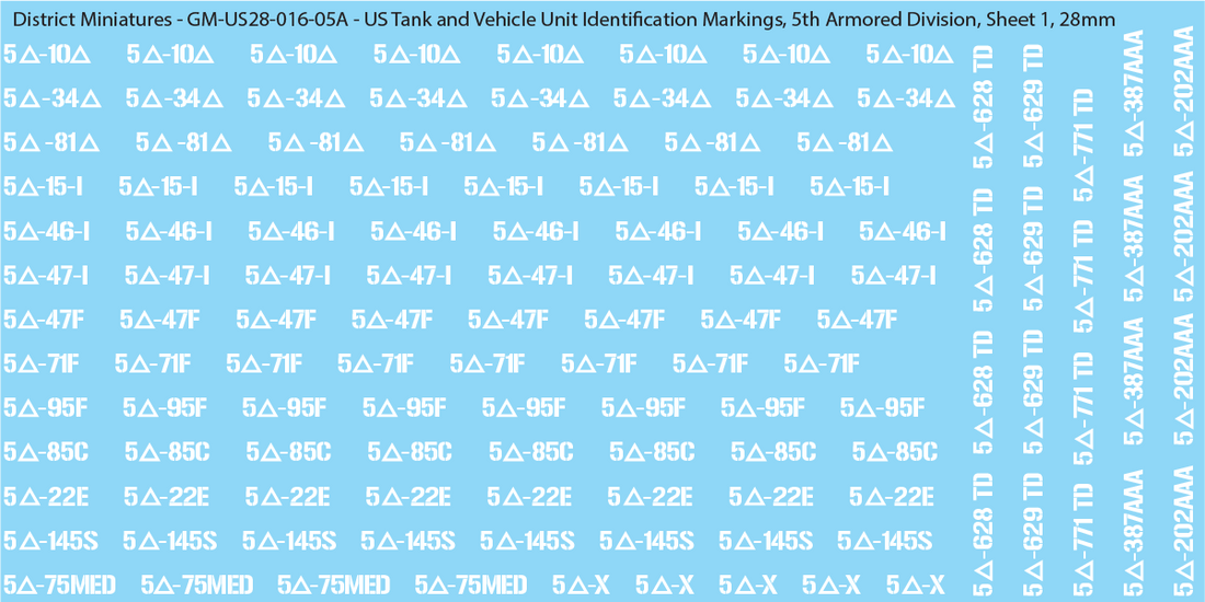 WW2 US - US Tanks and Vehicle Unit Identification Markings, 28mm Decal ...