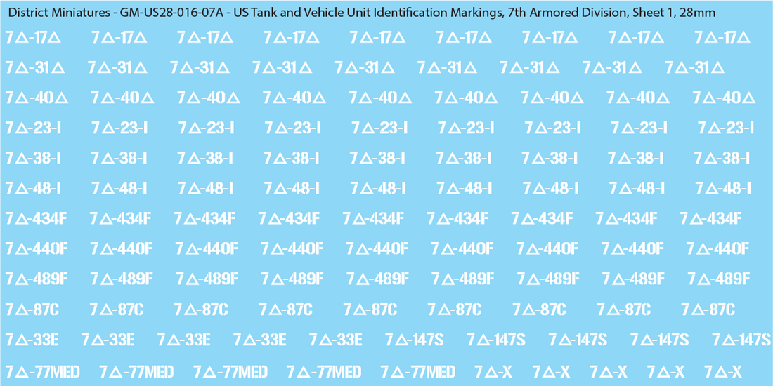 WW2 US - US Tanks and Vehicle Unit Identification Markings, 28mm Decal ...
