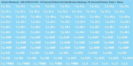 WW2 US - US Tanks and Vehicle Unit Identification Markings, 28mm Decal ...