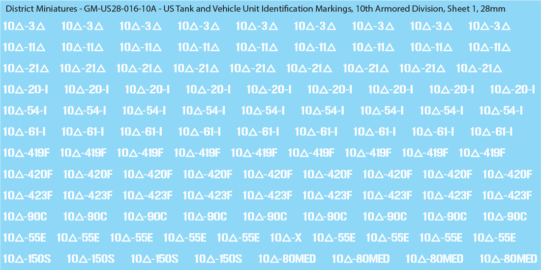WW2 US - US Tanks and Vehicle Unit Identification Markings, 28mm Decal ...