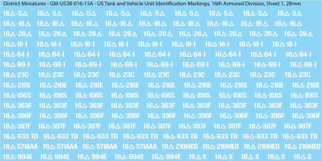 WW2 US - US Tanks and Vehicle Unit Identification Markings, 28mm Decal ...