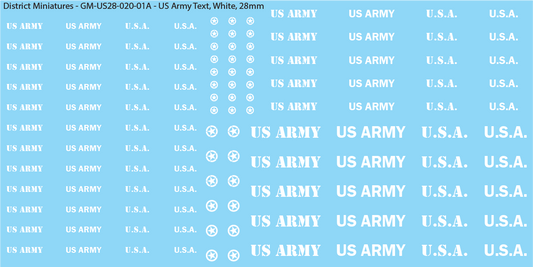 US Army Text, 28mm Decals