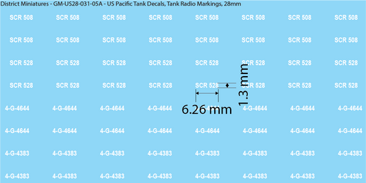 WW2 US Pacific Decals, Tank Radio Markings, 28mm Decals