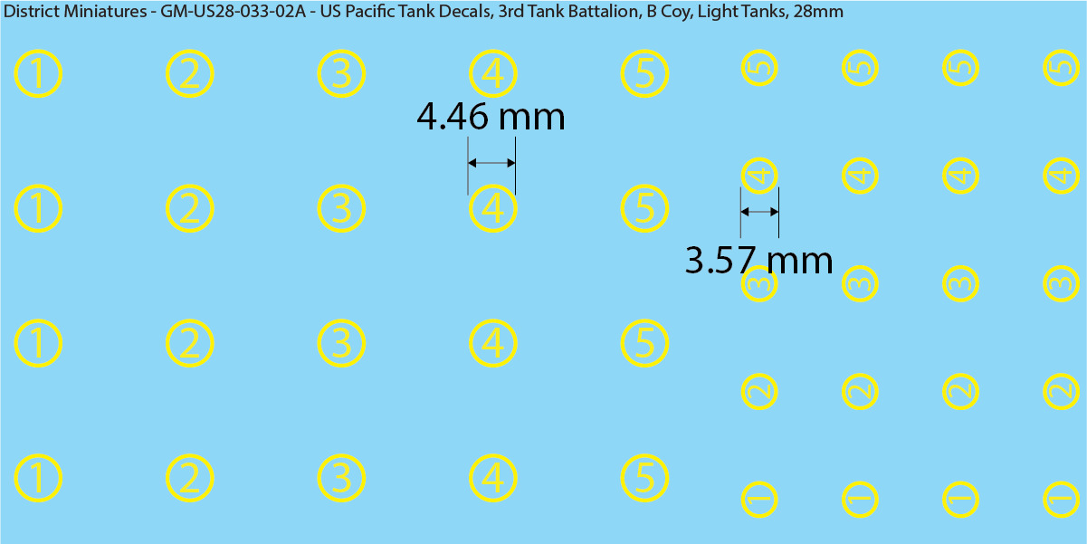 WW2 US Pacific Decals, 3rd Tank Battalion Decals (Multiple Options), 28mm Decals