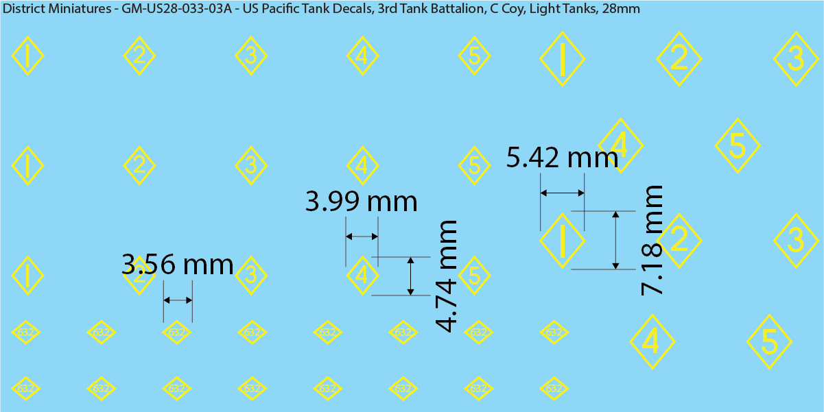 WW2 US Pacific Decals, 3rd Tank Battalion Decals (Multiple Options), 28mm Decals