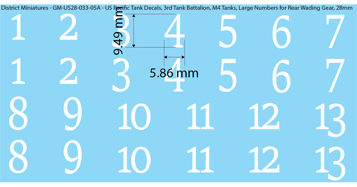 WW2 US Pacific Decals, 3rd Tank Battalion Decals (Multiple Options), 28mm Decals