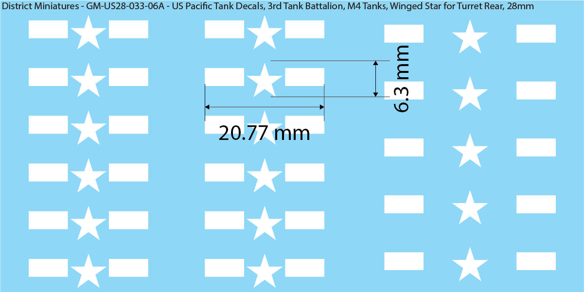 WW2 US Pacific Decals, 3rd Tank Battalion Decals (Multiple Options), 28mm Decals