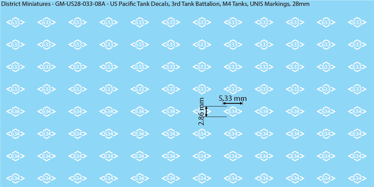 WW2 US Pacific Decals, 3rd Tank Battalion Decals (Multiple Options), 28mm Decals