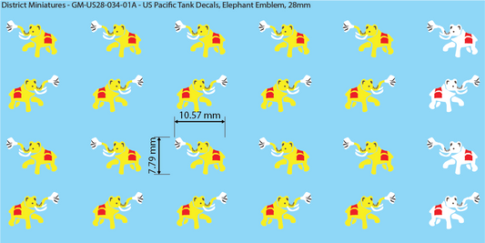 WW2 US Pacific Decals, Elephant Emblem, 28mm Decals