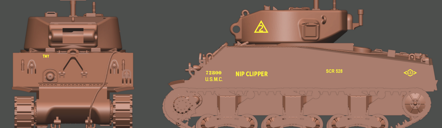 WW2 US Pacific Decals, Unique Sherman Tanks, 28mm Decals