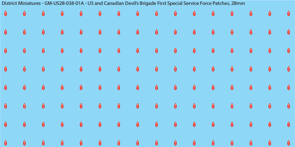 WW2 US and Canadian Devil's Brigade First Special Service Force Patches, 28mm Decals
